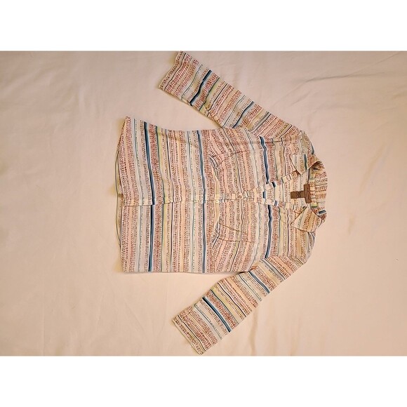 I. E. Relaxed Woman VTG  V Neck Button Up  Blouse Multi Stripe  3/4 Slv - Picture 2 of 8
